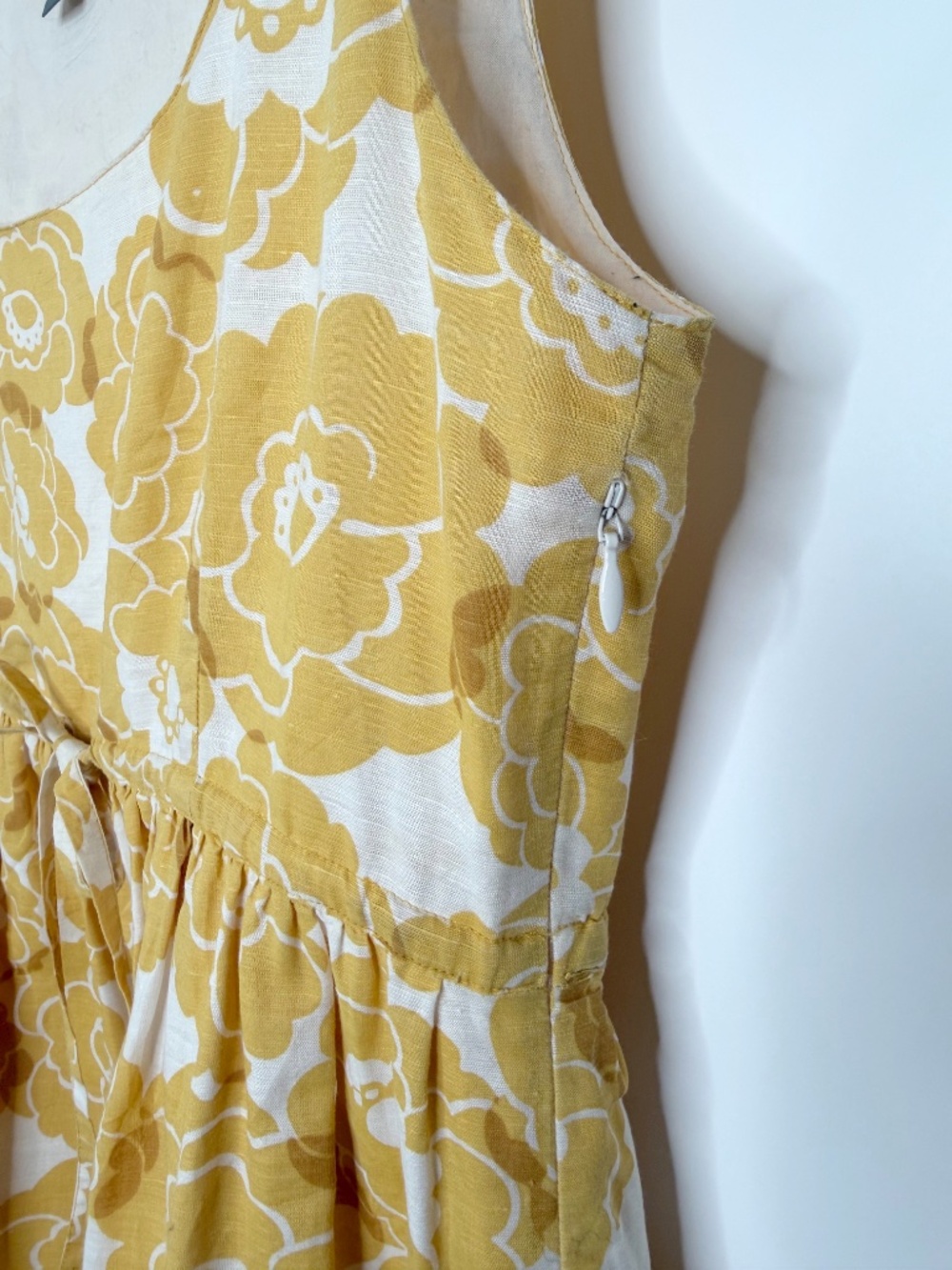 Gap Floral Linen Summer Sleeveless Dress in Yellow Size 4 - Picture 5 of 9